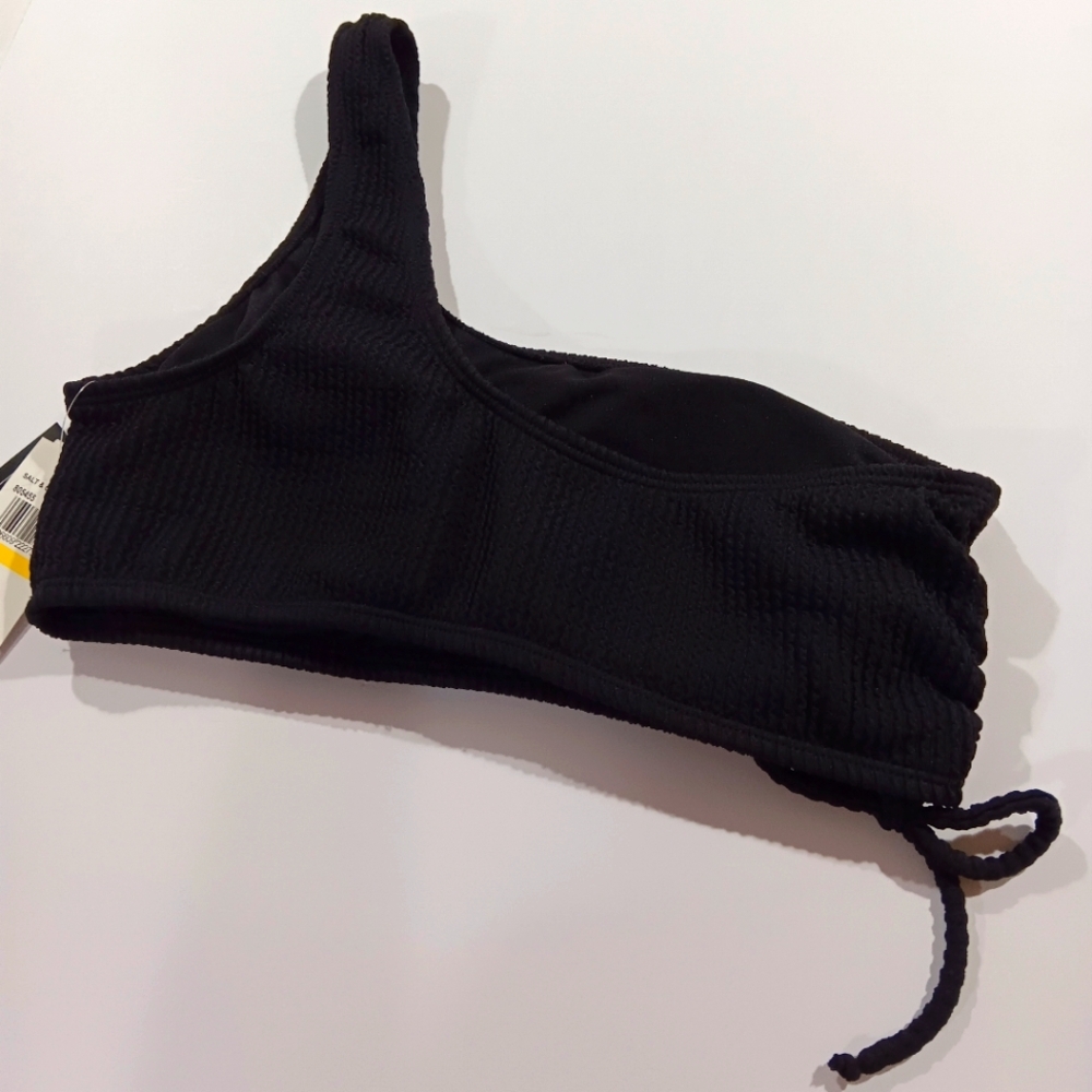 Salt + Cove Juniors' (Size M) Black 1-Shoulder Swim Top with Tie (NWT) - Picture 2 of 10